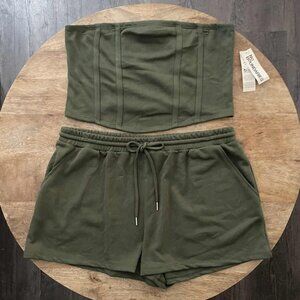 NEW 2Pc 20 (XXL) Olive Tube Top & Short Set
